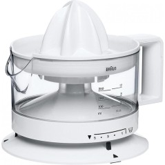 Braun Tribute Collection CJ 3000 Citrus Press - 5 Pulp Control Settings & Reverse Function - Sleek White Design